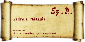 Szőnyi Mátyás névjegykártya